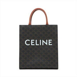 Celine Macadam Triomphe canvas vertical cabas leather tote bag